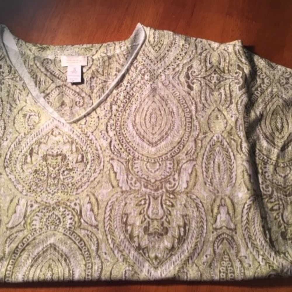 NEW CHICO'S EMBELLISHMENT TOP SIZE 3 LARGE 16 - Picture 7 of 8